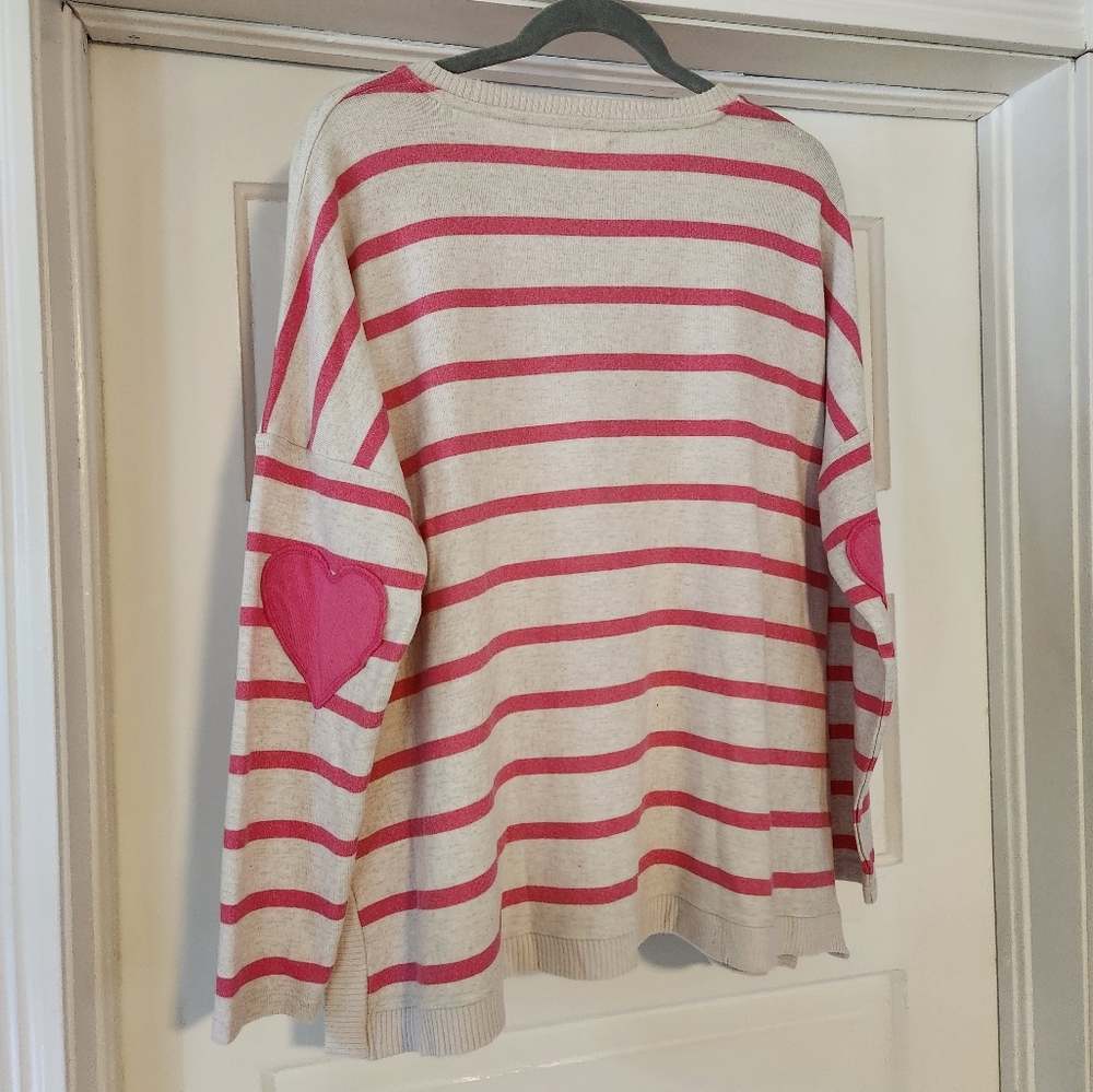 Maurices striped heart sweater, size L